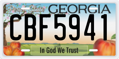 GA license plate CBF5941