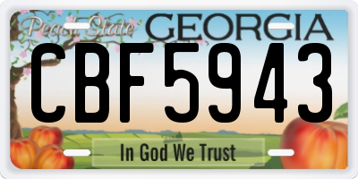 GA license plate CBF5943