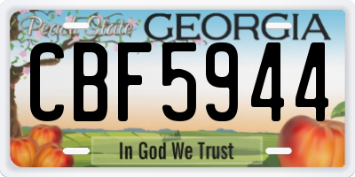 GA license plate CBF5944