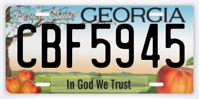 GA license plate CBF5945