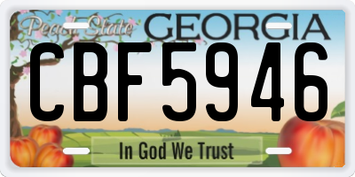 GA license plate CBF5946