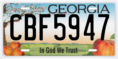 GA license plate CBF5947