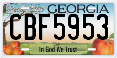 GA license plate CBF5953