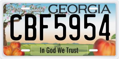 GA license plate CBF5954