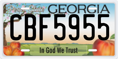 GA license plate CBF5955