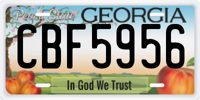 GA license plate CBF5956