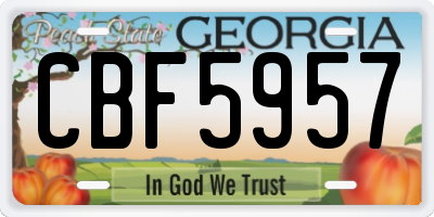 GA license plate CBF5957