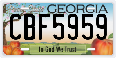 GA license plate CBF5959