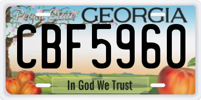 GA license plate CBF5960
