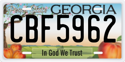 GA license plate CBF5962