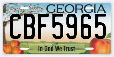 GA license plate CBF5965