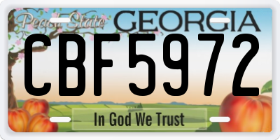 GA license plate CBF5972