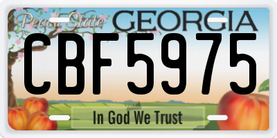 GA license plate CBF5975