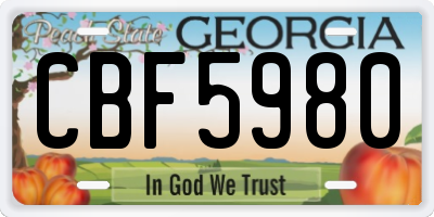 GA license plate CBF5980