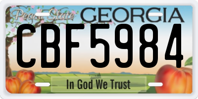GA license plate CBF5984