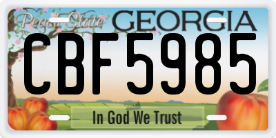 GA license plate CBF5985