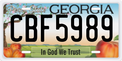 GA license plate CBF5989