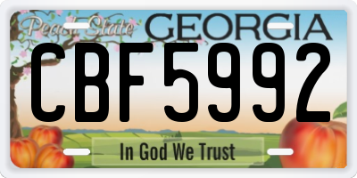 GA license plate CBF5992