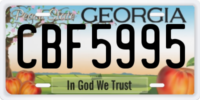GA license plate CBF5995