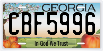 GA license plate CBF5996