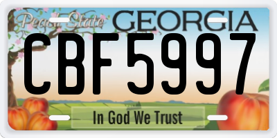 GA license plate CBF5997