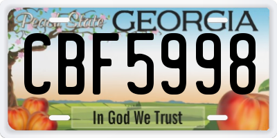 GA license plate CBF5998
