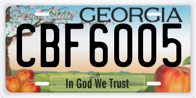 GA license plate CBF6005