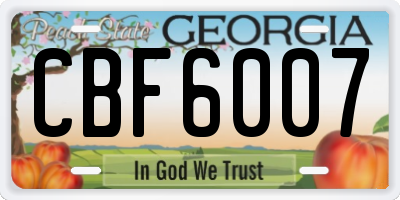 GA license plate CBF6007