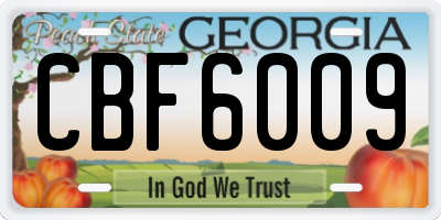 GA license plate CBF6009