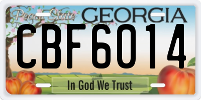 GA license plate CBF6014