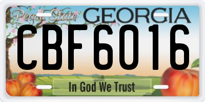 GA license plate CBF6016