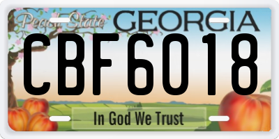 GA license plate CBF6018
