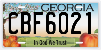 GA license plate CBF6021