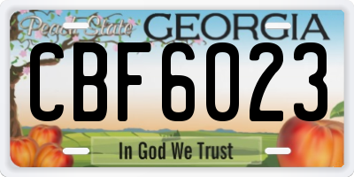 GA license plate CBF6023