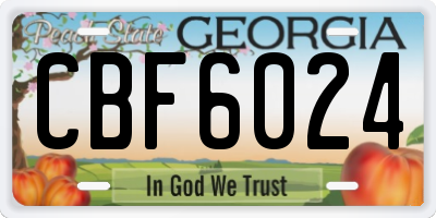 GA license plate CBF6024
