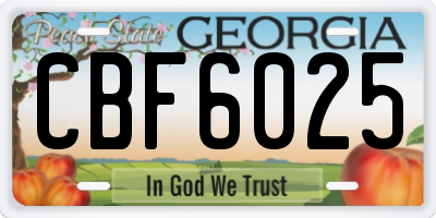 GA license plate CBF6025