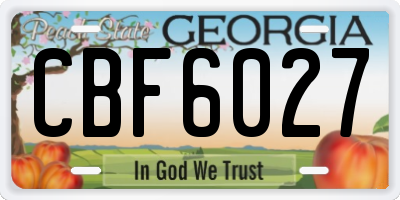 GA license plate CBF6027