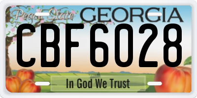 GA license plate CBF6028