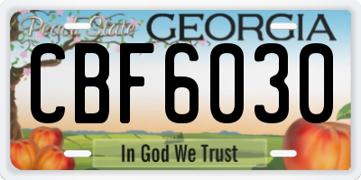 GA license plate CBF6030