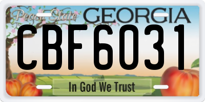 GA license plate CBF6031
