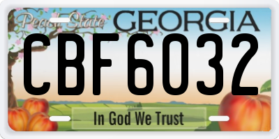 GA license plate CBF6032