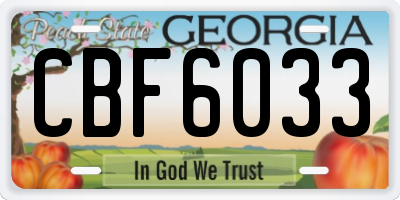 GA license plate CBF6033