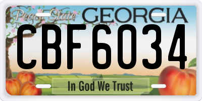 GA license plate CBF6034