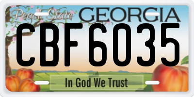 GA license plate CBF6035