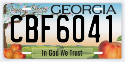 GA license plate CBF6041