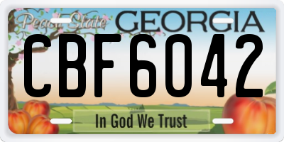 GA license plate CBF6042