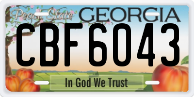 GA license plate CBF6043