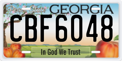 GA license plate CBF6048