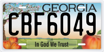 GA license plate CBF6049