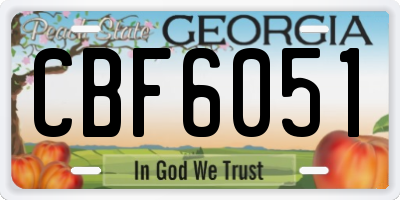 GA license plate CBF6051